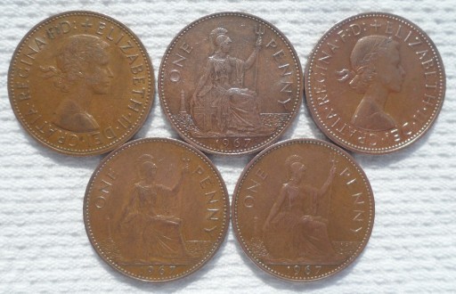 Zdjęcie oferty: Wielka Brytania Elżbieta II 1 penny pens 1967 1szt
