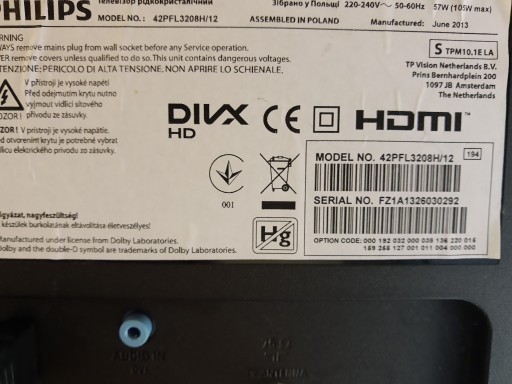 Zdjęcie oferty: Telewizor Philips 42PFL3208H/12 czesci