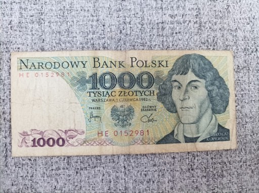 Zdjęcie oferty: Banknot 1000 zł 1982 r. Seria HE 