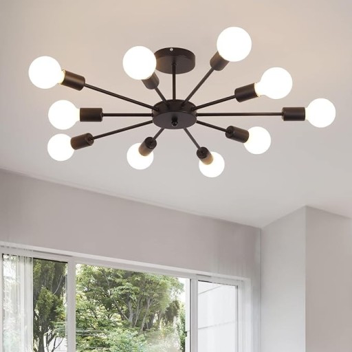 Zdjęcie oferty: Czarna Lampa Gwiaździsta 10 Ramion Żyrandol Sufitowy Loft Vintage