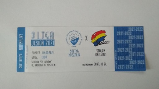 Zdjęcie oferty: Bilet Bałtyk Koszalin - Stolem Gniewino 2021 r.