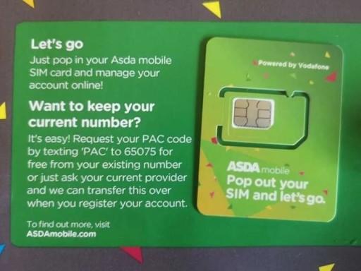 Zdjęcie oferty: Karta SIM UK Asda Vodafone roaming PL Angielska