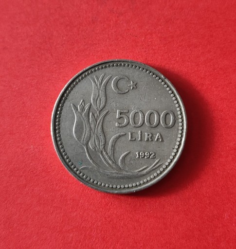 Zdjęcie oferty: Moneta 5000 lir 1992, Turcja