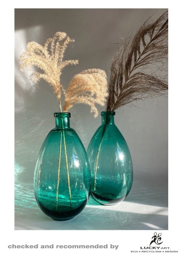 Zdjęcie oferty: Duży wazon z zielonego szkła, komplet
