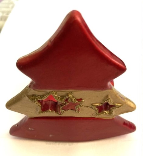 Zdjęcie oferty: Czerwono-złoty lampion na tealighty - choinka