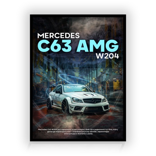 Zdjęcie oferty: Plakat Mercedes C63 W204 w Ramce na Ściane | A4