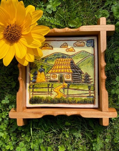 Zdjęcie oferty: Huculski kafelek malowany 'CHATKA W GÓRACH'