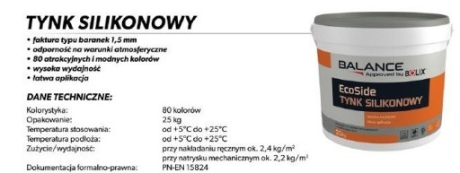 Zdjęcie oferty: Tynk silikonowy Bolix Balance EcoSide 2374 25 kg b