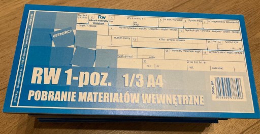 Zdjęcie oferty: RW Pobranie materiałów wewnętrzne 