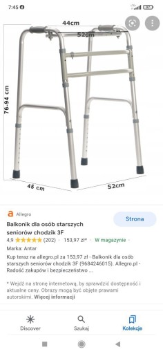 Zdjęcie oferty: Balkonik rehabilitacyjny z kulkami z przodu