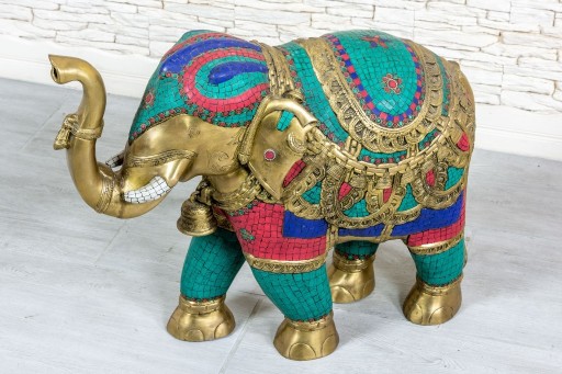 Zdjęcie oferty: Duży, mosiężny i kolorowy słoń