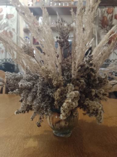 Zdjęcie oferty: Bukiet z suszonych kwiatów w szklanym wazonie 35cm
