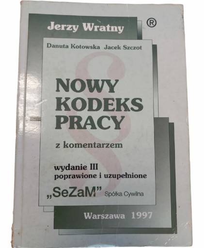 Zdjęcie oferty: Kodeks pracy z komentarzem Warszawa 1997 