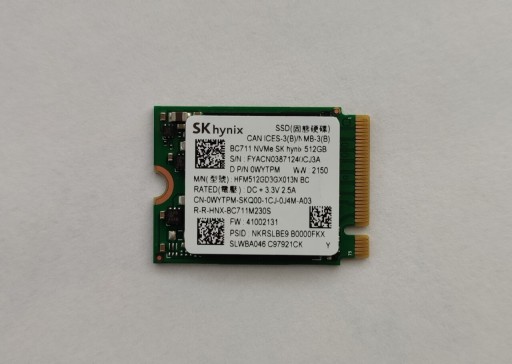 Zdjęcie oferty: Dysk SSD m.2 PCIe NVMe SK Hynix BC711 512GB (2230)