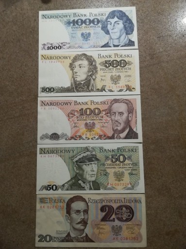 Zdjęcie oferty: Stare polskie banknoty 20 50 100 500 1000zł  UNC