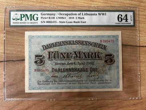 Zdjęcie oferty: 5 marek - OBER OST - 1918r. - PMG 64 EPQ