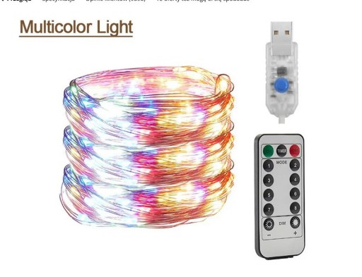 Zdjęcie oferty: Drucik girlanda LED 20M 200LED RGB USB pilot