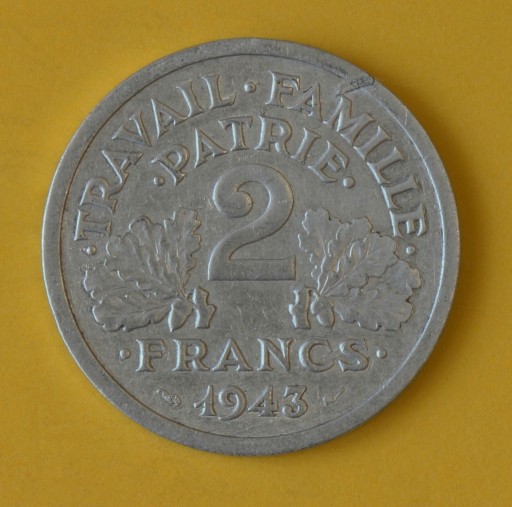 Zdjęcie oferty: FRANCJA 2 FRANKI 1943 ze znakiem B