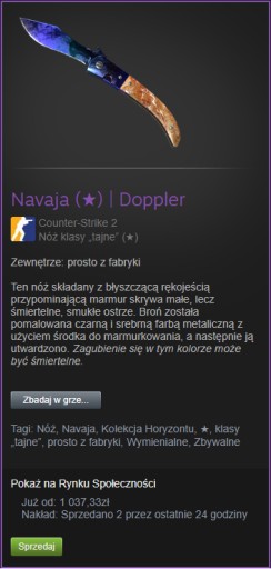 Zdjęcie oferty: Navaja Doppler nóż knife cs 2 cs go