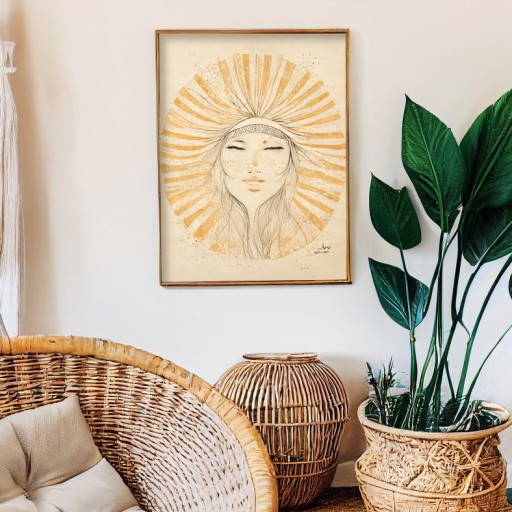 Zdjęcie oferty: Plakat boho beż "Lady Sun" 30x40