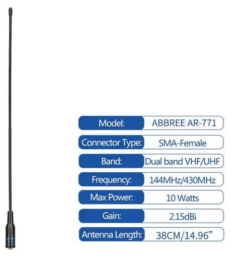 Zdjęcie oferty: Antena AR771 ABBREE Dual SMA-F Baofeng Quansheng