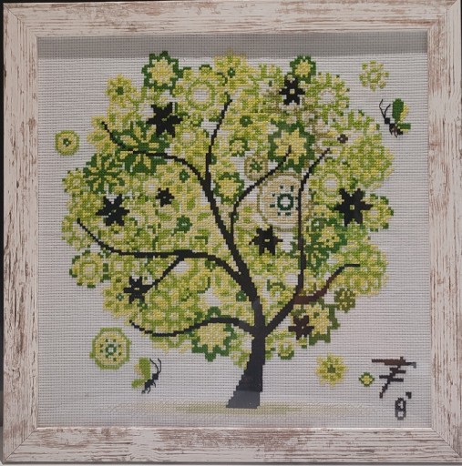 Zdjęcie oferty: Obraz 35x35 haft krzyżykowy drzewo, lato