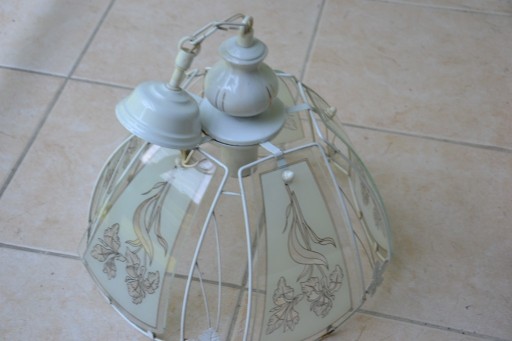 Zdjęcie oferty: Lampa sufitowa- żyrandol metal szkło porcelana PRL