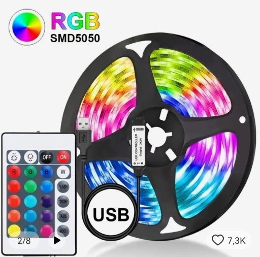Zdjęcie oferty: PODŚWIETLENIE do TV, TAŚMA LED RGB na pilota, 3 metry