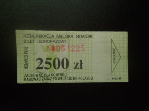 Zdjęcie oferty: bilet komunikacji miejskiej