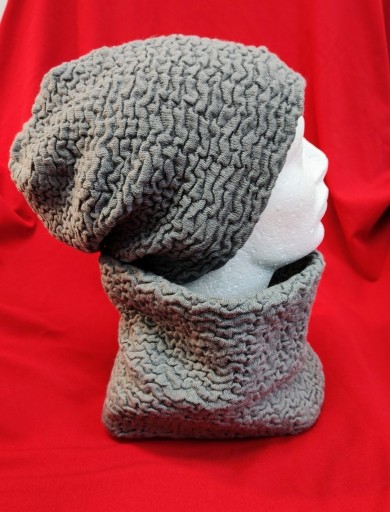 Zdjęcie oferty: Czapka beanie i komin unisex zimowy szary handmade