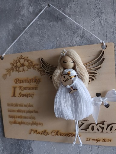Zdjęcie oferty: Anioł stróż makrama imię prezent chrzest urodziny 