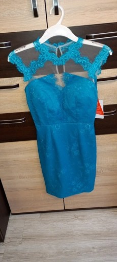 Zdjęcie oferty: Nowa niebieska (morska) koronkowa sukienka S 36