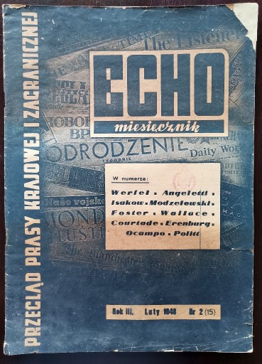 Zdjęcie oferty: ECHO-MIESIĘCZNIK-1948-NR 2-PRZEGLĄD PRASY