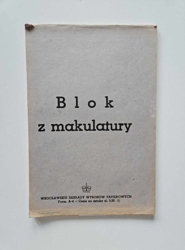 Zdjęcie oferty: Blok z Makulatury WZWP Wrocław PRL