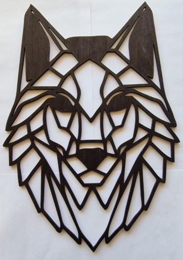 Zdjęcie oferty: Drewniana geometryczna ozdoba czarna głowa wilka 