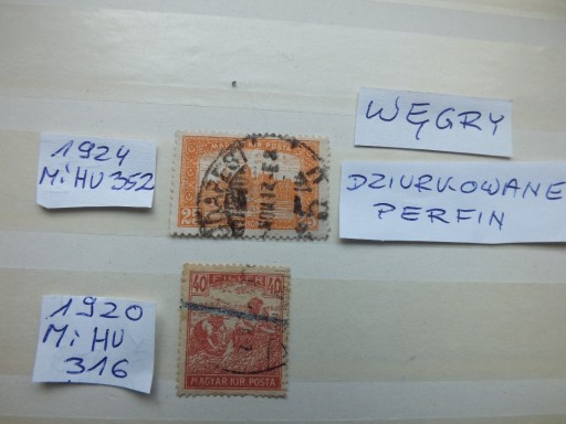 Zdjęcie oferty: 2szt. znaczki DZIURKOWANY 1920 PERFIN Węgry