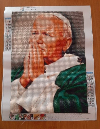Zdjęcie oferty: Gotowy obraz Papież Jan Paweł II haft diamentowy