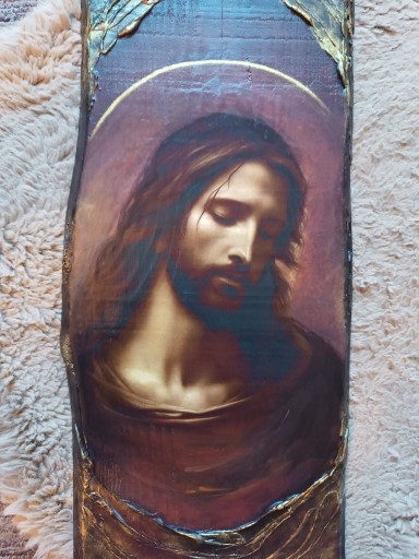 Zdjęcie oferty: Jezus obraz ikona na desce praca autorska