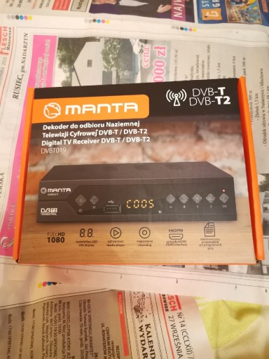 Zdjęcie oferty: Pudełko do Dekodera DVB-T2 HEVC typu MANTA DVBT019