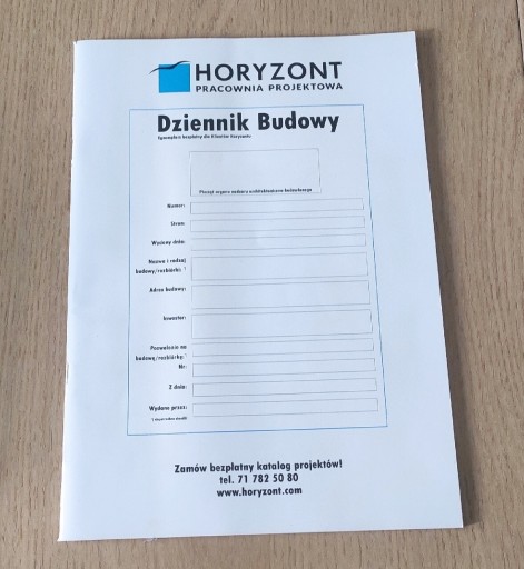 Zdjęcie oferty: Dziennik budowy horyzont