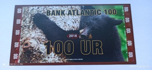 Zdjęcie oferty: 100 UR - Seria niedzwiedzie - Atlantic Bank - 2016