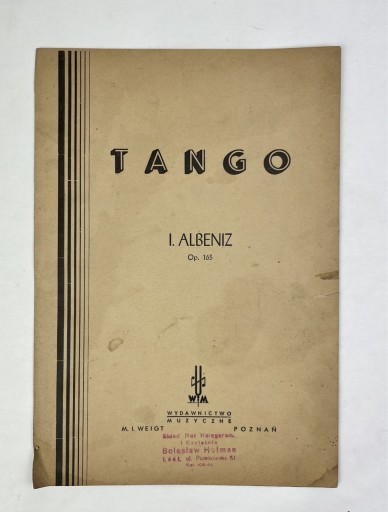 Zdjęcie oferty: NUTY. Tango Op. 165 I. Albeniz