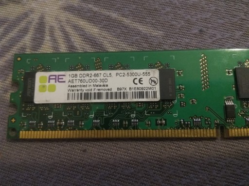 Zdjęcie oferty: PC Ram AE 1GB DDR2 667 CL5 5300U