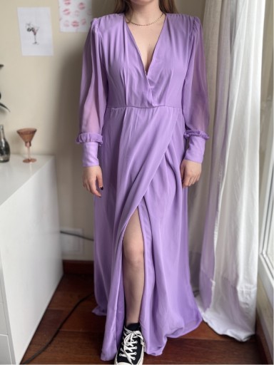 Zdjęcie oferty: Fioletowa szyfonowa długa sukienka maxi koktajlowa nasty gal S