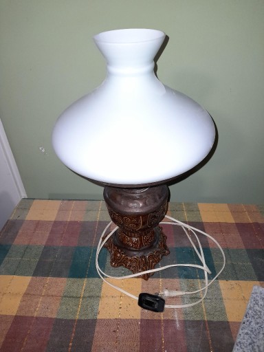 Zdjęcie oferty: Lampa stołowa PRL, brązowa ceramika.