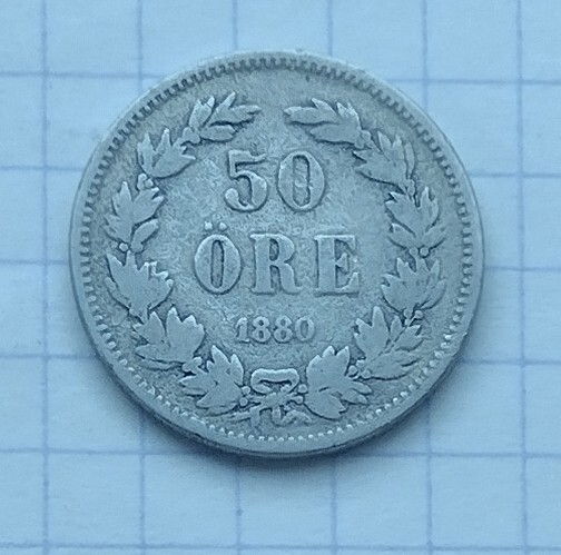 Zdjęcie oferty: (429) Szwecja 50 ore 1880 srebro rzadka!