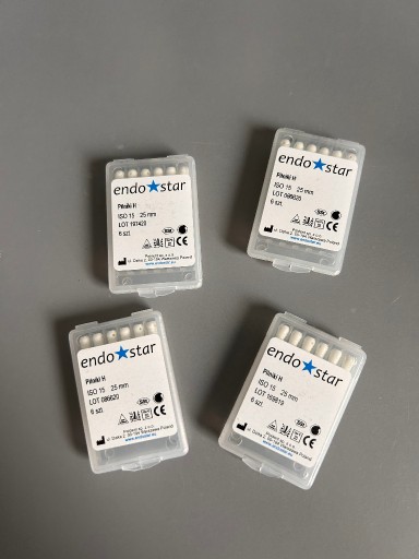 Zdjęcie oferty: Sprzedam zestaw 4 x nowe opakowanie pilnków H dł.25 mm rozm.ISO 15 Endostar