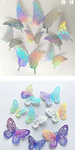 Zdjęcie oferty: Motyle 3D 60 szt. holograficzne naklejki dekor
