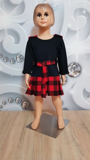 Zdjęcie oferty: Sukieneczka dziewczęca czarna z czerwoną kratą HIT