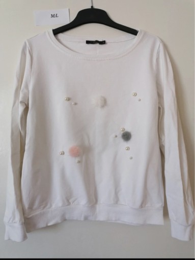 Zdjęcie oferty: Biała bluza bluzka perełki M L